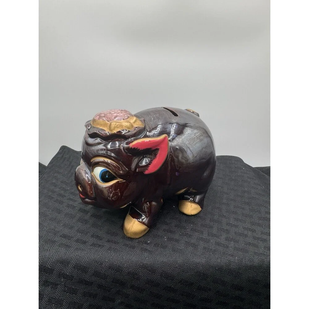 Vintage Hand painted Piggy Bank